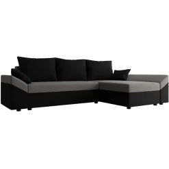 Divano letto 3 posti 240x145cm matrimoniale angolare nero grigio Appia