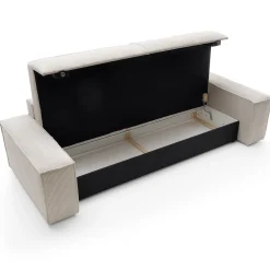 Divano letto 3 posti 257x106cm velluto a coste beige Snuggle