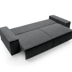 Divano letto 3 posti 257x106cm velluto a coste antracite Snuggle