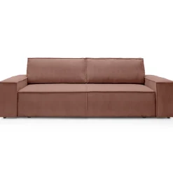 Divano letto 3 posti 257x106cm velluto a coste rosa Snuggle
