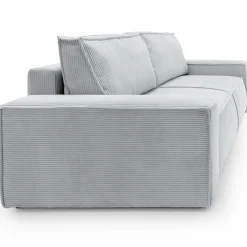 Divano letto 3 posti 257x106cm velluto a coste grigio chiaro Snuggle