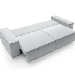 Divano letto 3 posti 257x106cm velluto a coste grigio chiaro Snuggle