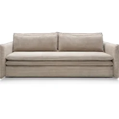 Divano letto 3 posti 229x103cm velluto a coste tortora Softure