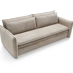 Divano letto 3 posti 229x103cm velluto a coste tortora Softure