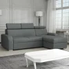 Divano letto angolare 3 posti 235x170cm con box contenitore grigio Tebro