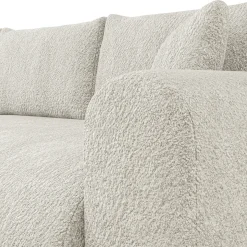 Divano letto angolare 4 posti 285x188cm con contenitore tessuto bouclé beige chiaro Soft