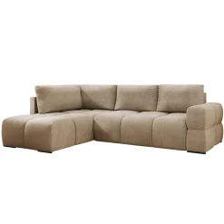 Divano letto angolare 3 posti 267x185cm box contenitore beige sabbia Sottovoce