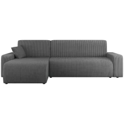 Divano letto angolare 3 posti 244x145cm con contenitore a coste antracite Slurp
