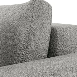 Divano letto angolare 4 posti 285x188cm con contenitore tessuto bouclé grigio chiaro Soft