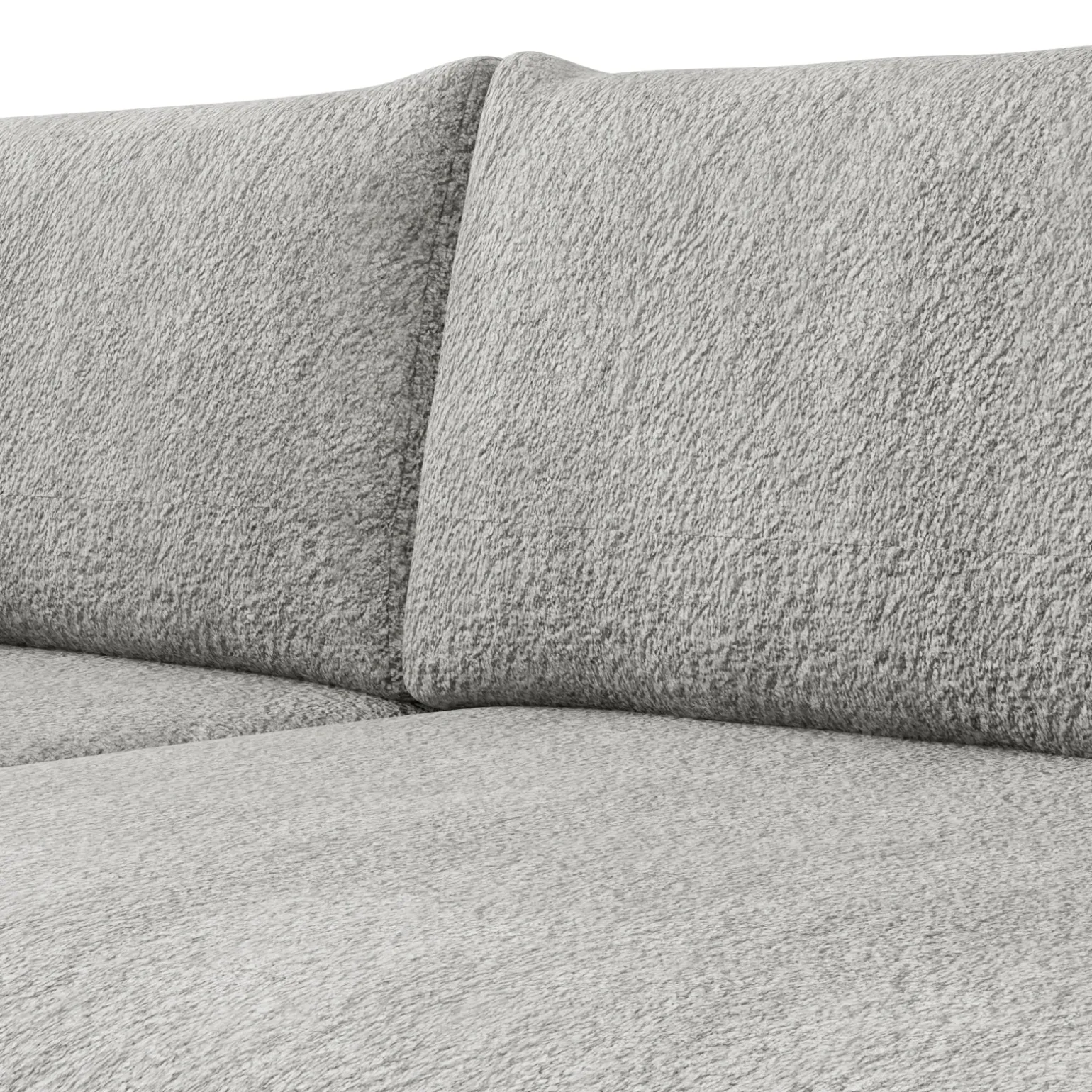 Divano letto angolare 4 posti 285x188cm con contenitore tessuto bouclé grigio chiaro Soft