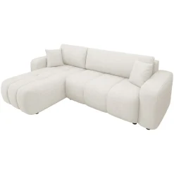 Divano letto angolare 3 posti 244x145cm con contenitore tessuto beige Orama