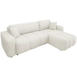 Divano letto angolare 3 posti 244x145cm con contenitore tessuto beige Orama