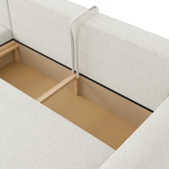 Divano letto angolare 4 posti 285x188cm con contenitore a trama spessa bianco Soft