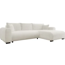 Divano letto angolare 4 posti 285x188cm con contenitore a trama spessa bianco Soft