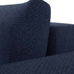 Divano letto angolare 4 posti 285x188cm con contenitore a trama spessa blu Soft