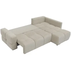 Divano letto angolare 3 posti 267x185cm box contenitore beige Sottovoce