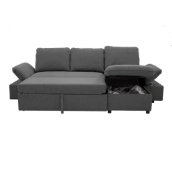 Divano letto angolare 3 posti 260x148cm con contenitore antracite Arturo