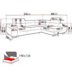 Divano letto angolare destra imbottito 274x203cm blu Bormio