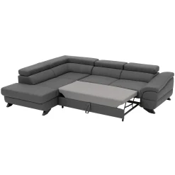 Divano letto angolare destro 5 posti 272x219cm tessuto antracite Lumma