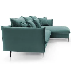 Divano letto angolare destro 3 posti 258x167cm tessuto petrolio Lushify
