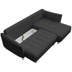 Divano letto angolare destro 3 posti 276x158cm tessuto grigio antracite Angle