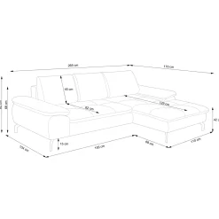 Divano letto angolare destra 3 posti 265x170cm tessuto beige Chillax
