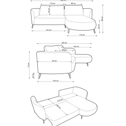 Divano letto angolare destra 3 posti 260x180cm tessuto bouclè antracite Repose