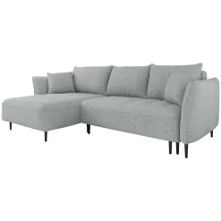Divano letto angolare sinistro 3 posti 276x158cm tessuto grigio Angle