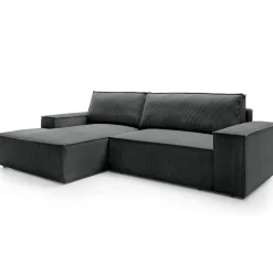 Divano letto angolare sinistra 3 posti 267x167cm velluto a coste antracite Relaxion
