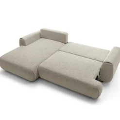 Divano letto angolare sinistra 3 posti 270x167cm tessuto beige Cloudify