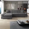 Divano letto con angolo a sinistra 4 posti 278x161cm contenitore grigio Zenia