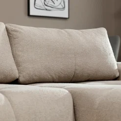 Divano letto con angolo a sinistra 4 posti 270x173cm con contenitore tessuto bouclé bianco crema Litos