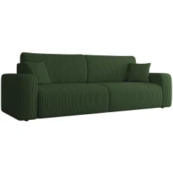 Divano letto matrimoniale 3 posti 248x90cm velluto a coste verde Slurp