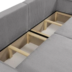 Divano letto matrimoniale 3 posti 245x90cm velluto a coste grigio Ploffy
