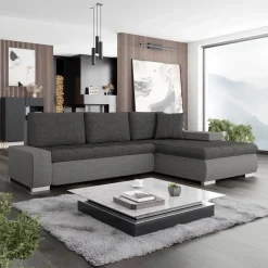 Divano letto matrimoniale 3 posti 265cm grigio chiaro e scuro Bette