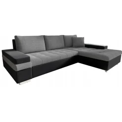 Divano letto matrimoniale angolare 3 posti 274cm grigio nero Apollina