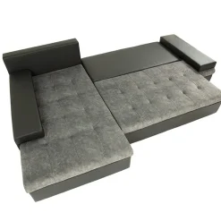 Divano letto matrimoniale angolare 3 posti 274cm grigio nero Apollina