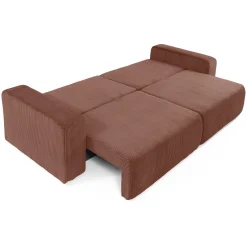 Divano letto matrimoniale 3 posti 248x90cm velluto a coste rosa Slurp