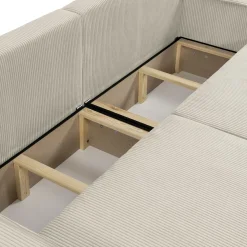 Divano letto matrimoniale 3 posti 245x90cm velluto a coste beige Ploffy