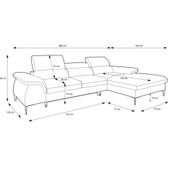 Divano letto regolabile angolare sinistra 4 posti 288x182cm tessuto beige Loungey
