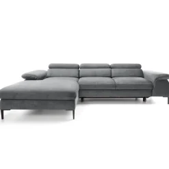 Divano letto regolabile angolare sinistra 4 posti 288x182cm tessuto grigio chiaro Loungey