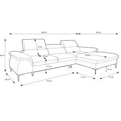 Divano letto regolabile angolare destra 4 posti 288x182cm tessuto verde oliva Loungey