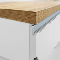 Isola cucina centrale 160x90cm 2 ante e vani bianco laccato con piano rovere Gourmet