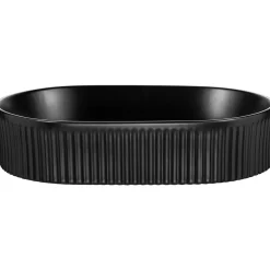 Lavabo bagno da appoggio 48x33cm ceramica nero cannettato Griffy