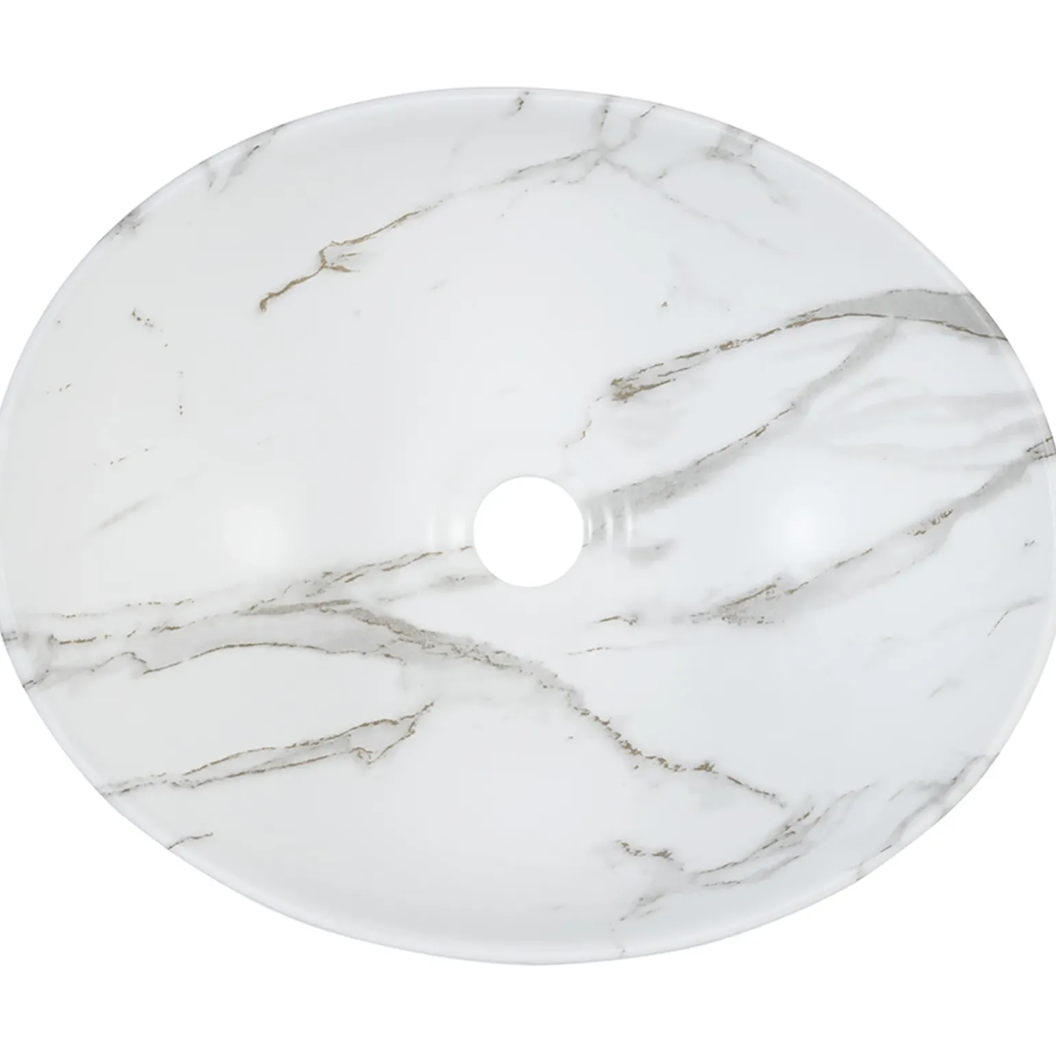 Lavabo bagno da appoggio 41x33cm ceramica bianco effetto marmo Marmy