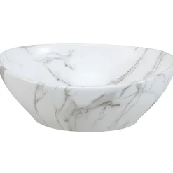 Lavabo bagno da appoggio 41x33cm ceramica bianco effetto marmo Marmy