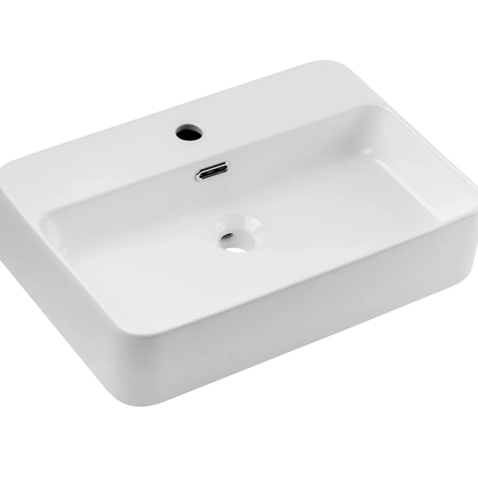 Lavabo bagno da appoggio 55x38cm ceramica bianco Spigol