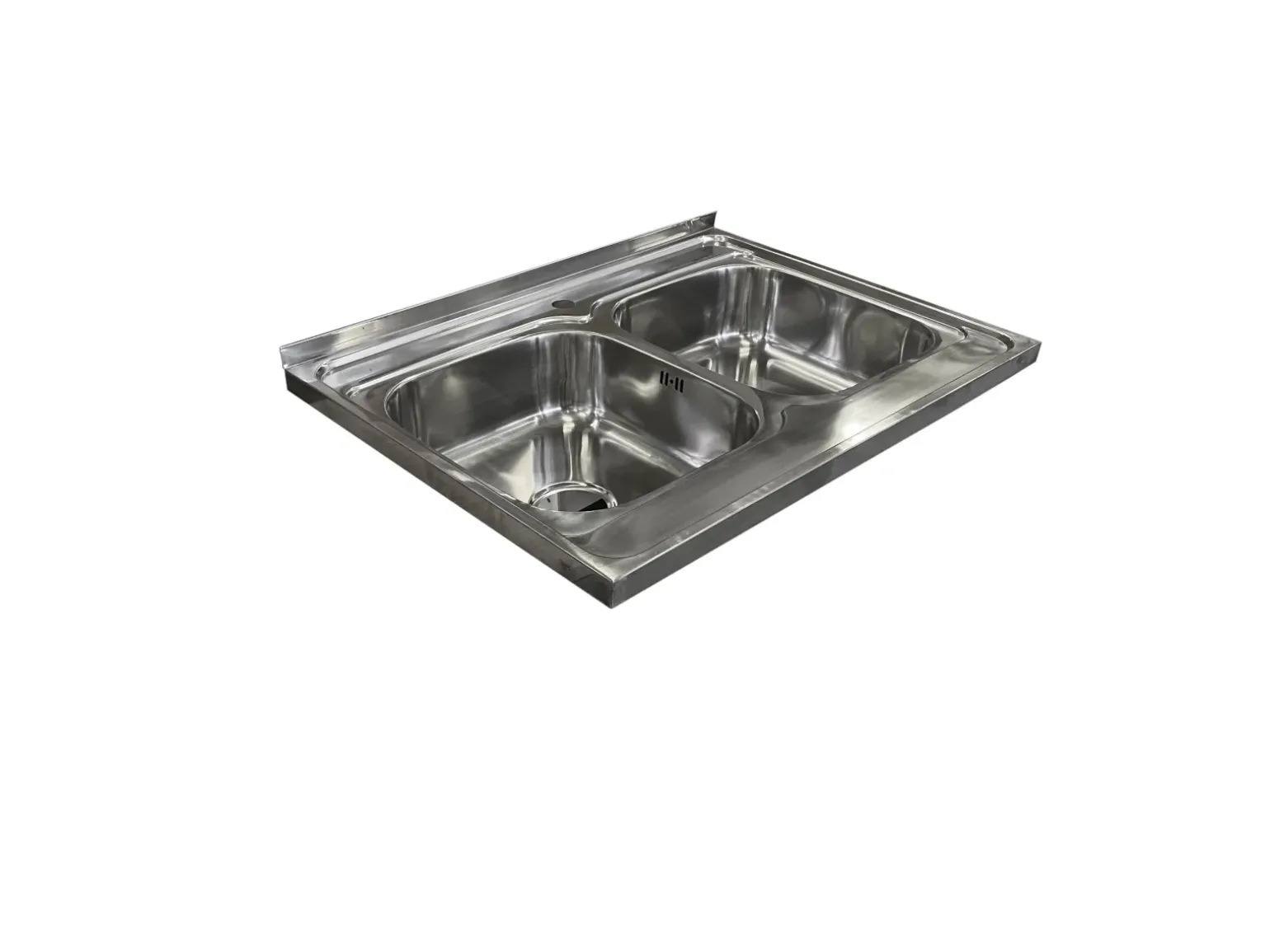 Lavello da appoggio 80x60 cm 2 vasche acciaio inox Marlow