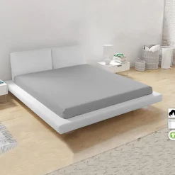 Lenzuolo francese con angoli in cotone bio 140x200cm grigio Rolla