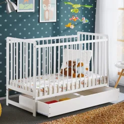 Lettino con materasso bambini neonati culla cassetto 65x124cm bianco Destiny